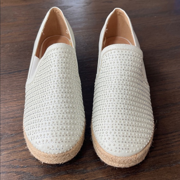 Andiamo Ateddy Rhinestone and Pearl Embellished Slip-on Espadrilles size 7.5 - Picture 2 of 14